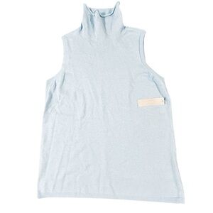 CHICO’S Zenergy Cotton Cashmere Turtleneck Tank Sweater Tunic Solstice Blue Med